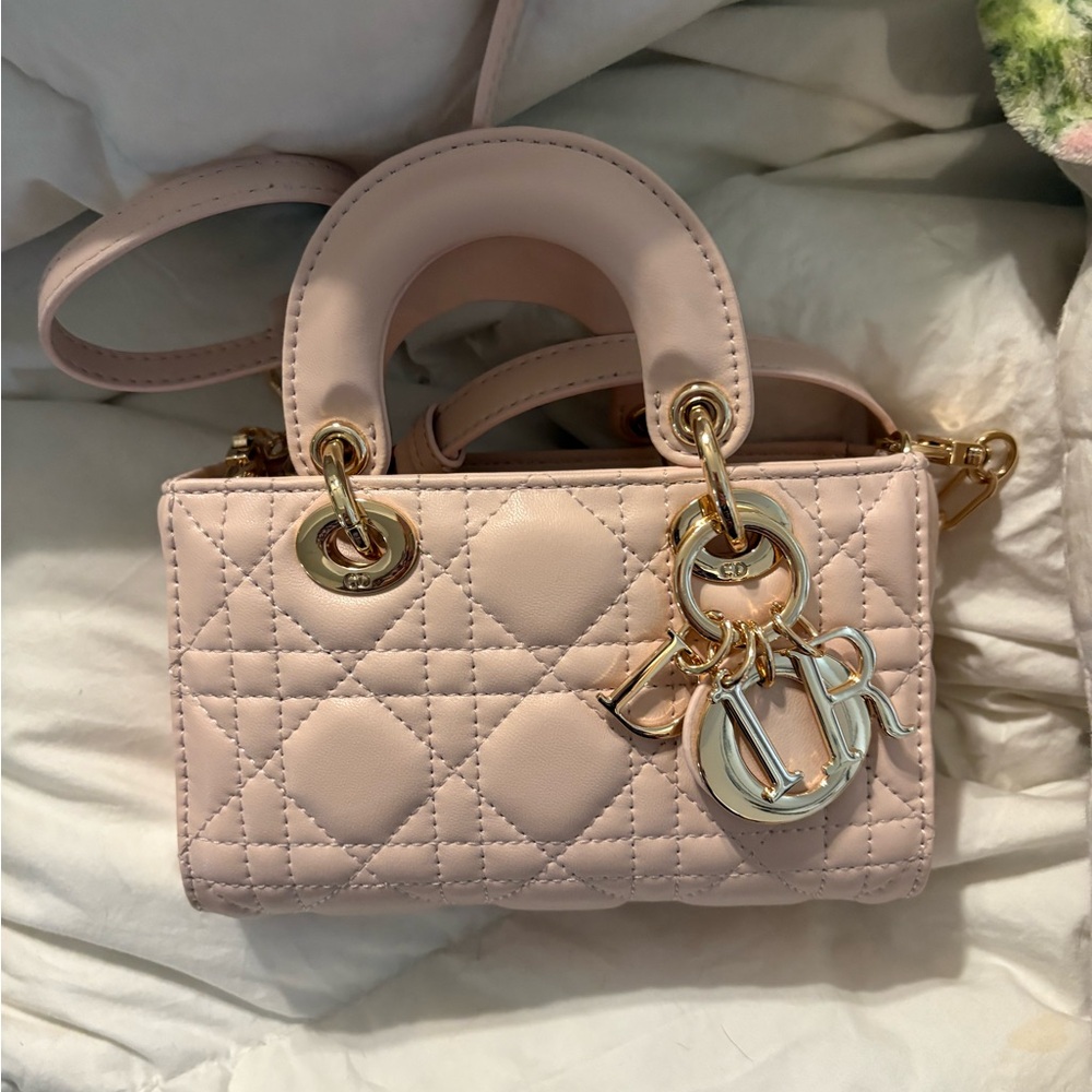 Dior inspired Pink Quilted Handbag